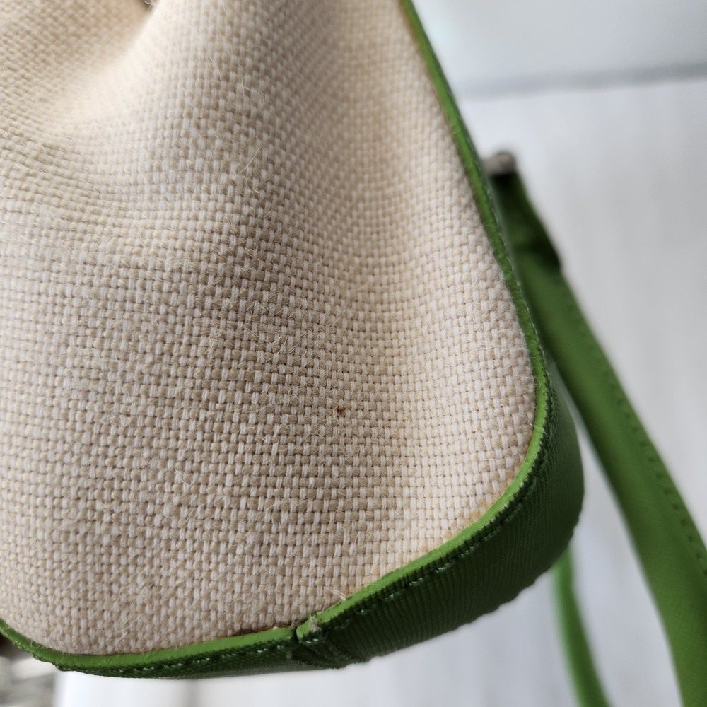 Antonio Melani Women Shoulder Bag Purse Green Ivory Leather Trim Spring Summer - Picture 5 of 16